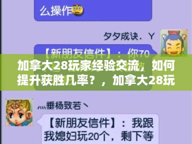 加拿大28玩家经验交流，如何提升获胜几率？，加拿大28玩家，提升获胜几率之谈